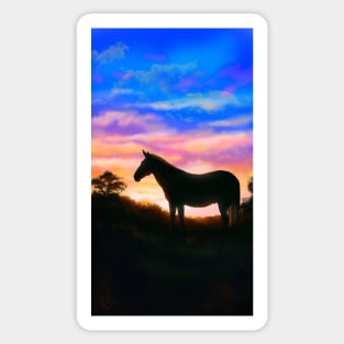 Mule Sunset Silhouette Horse Sticker